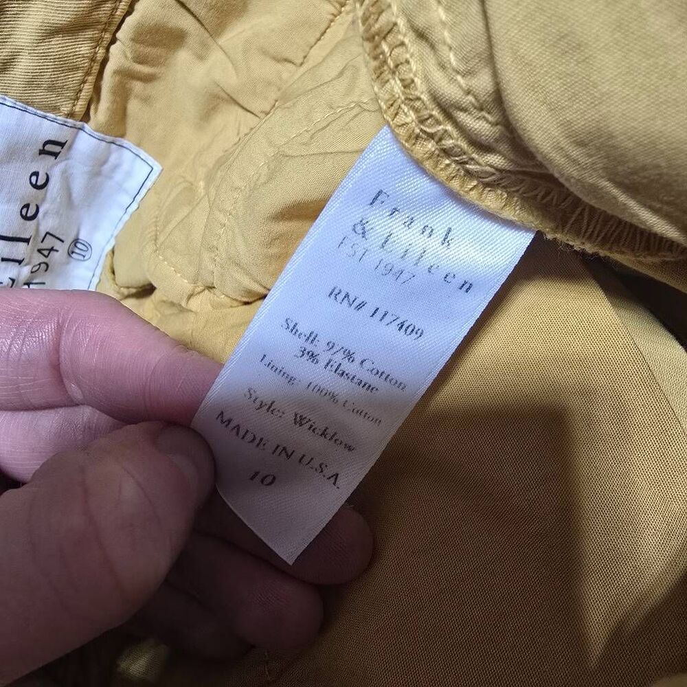 Frank & Eileen Wicklow Italian Performance Twill Chino Cropped Pants Mustard 10 - Picture 4 of 4